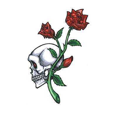Skull Rose Design Water Transfer Temporary Tattoo(fake Tattoo) Stickers NO.11535